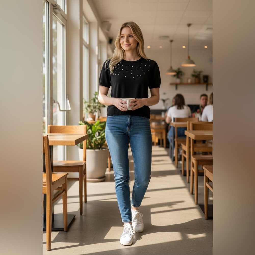 H&M (Divided) Black XS Ribbed Sweater Top